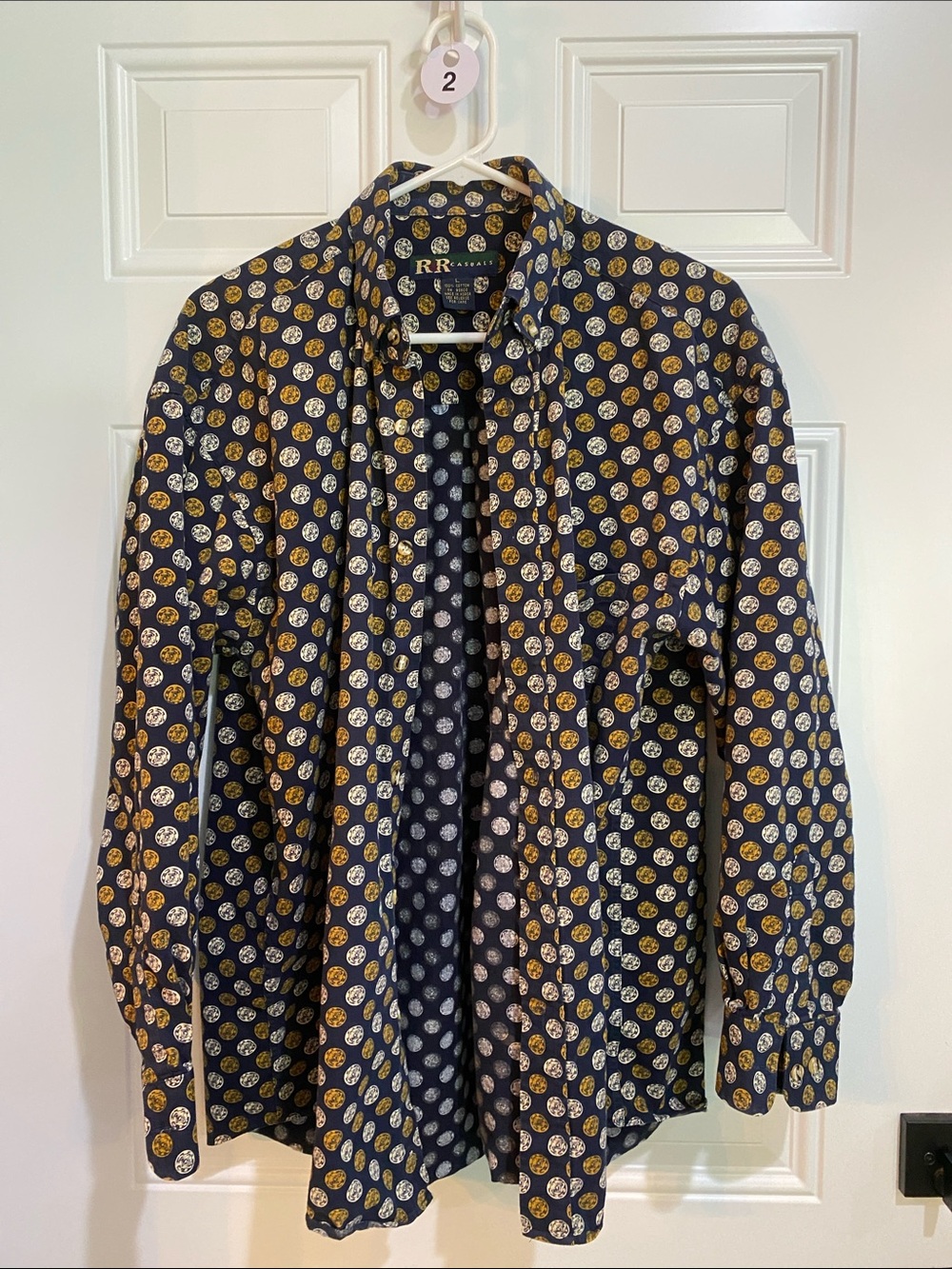 Navy Blue Printed Button-Up shirt